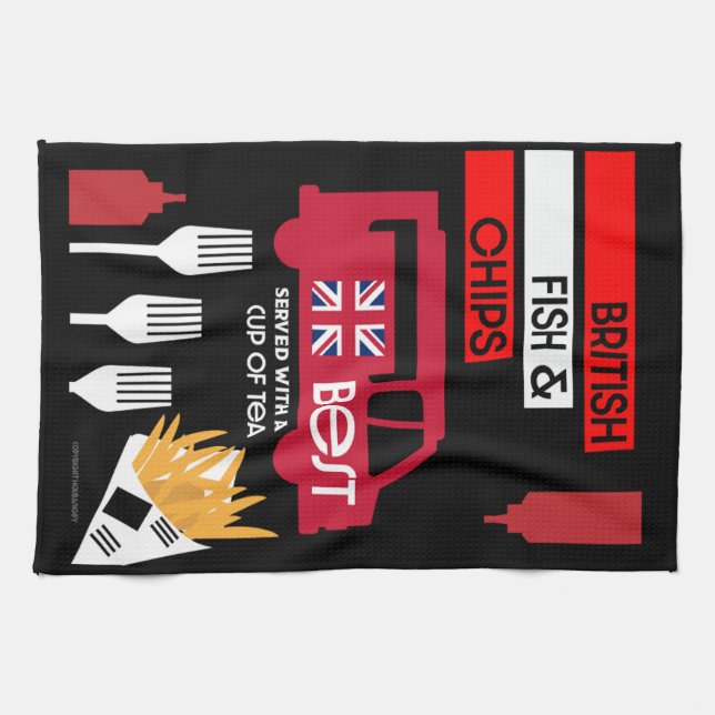 Paño De Cocina Pescado Clásico Británico Y Chips (Horizontal)