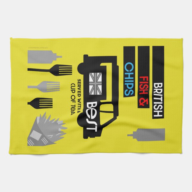 Paño De Cocina Pescado Clásico Británico Y Chips (Horizontal)