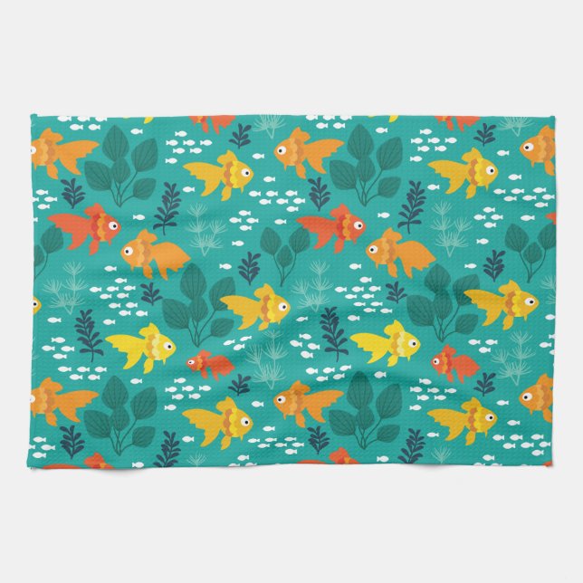Paño De Cocina Pescado de oro en acuario (Horizontal)