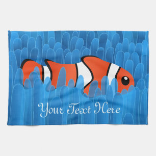 Paño De Cocina Pescado de Payaso y hermosa anémona del Mar Azul