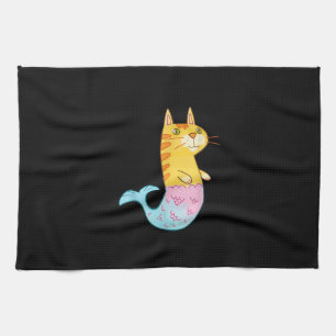 Paño De Cocina Pescado De Sirena De Gato Cuidado Nadando En Regal