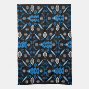 Paño De Cocina Pescado nórdico de arte folclórico