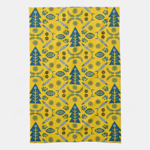 Paño De Cocina Pescado nórdico de arte folclórico