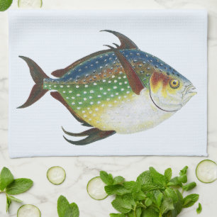 Paño De Cocina Pescado Opah Tropical, Animal Acuático Marino Vint