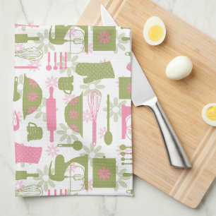 Paño De Cocina Pescado Retro Verde Rosa