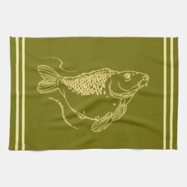 Paño De Cocina Pescador anglófono Khaki Green Fishing