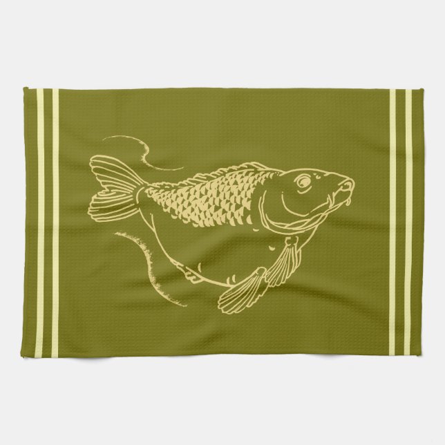 Paño De Cocina Pescador anglófono Khaki Green Fishing (Horizontal)