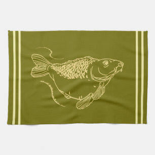 Paño De Cocina Pescador arcoioso Khaki Pesca verde