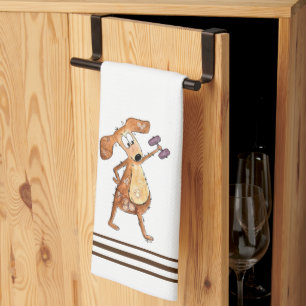 Paño De Cocina Pesos de levadura de perro marrón chiflado