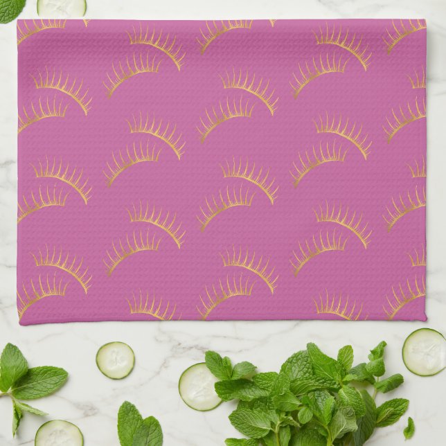 Paño De Cocina Pestañas de oro rosa (Doblado)