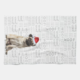 Paño De Cocina Pet Lover Holiday Pug Santa Dog Christmas