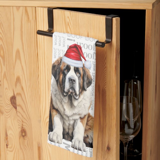 Paño De Cocina Pet Lover Holiday Saint Bernard Dog Christmas (Pliegue de tercios)