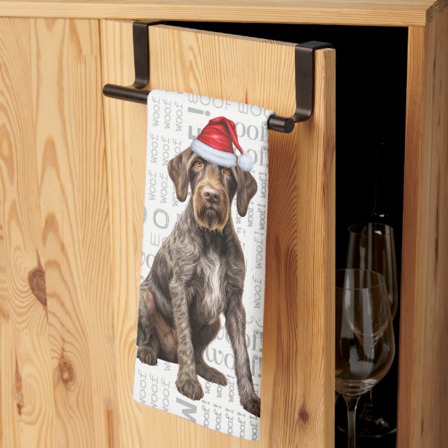 Paño De Cocina Pet Lover Holiday Wirehair Navidades de perro punt (Pliegue de tercios)