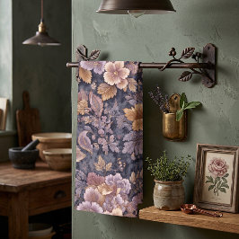 Paño De Cocina Pétalos de antigüedad heredada floral púrpura