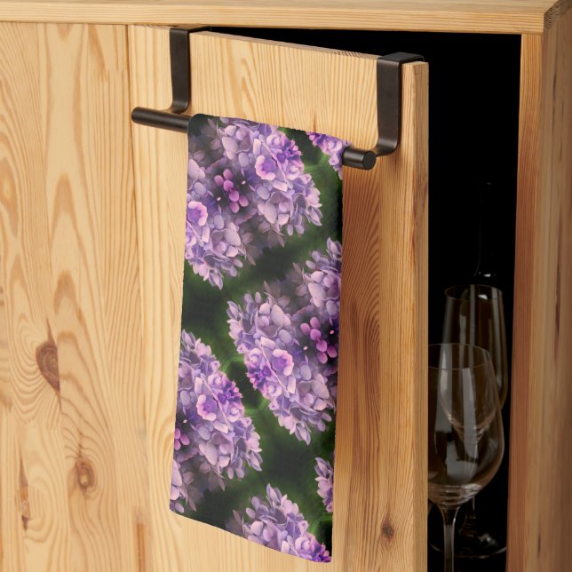 Paño De Cocina Pétalos de hidrangea azul Resumen Patrón de arte (Pliegue de tercios)