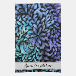 Paño De Cocina Pétalos verde azulados y azules giratorios persona