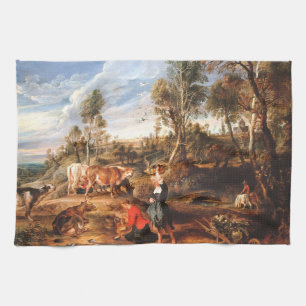 Paño De Cocina Peter Paul Rubens Milkmaids con ganado en tierra