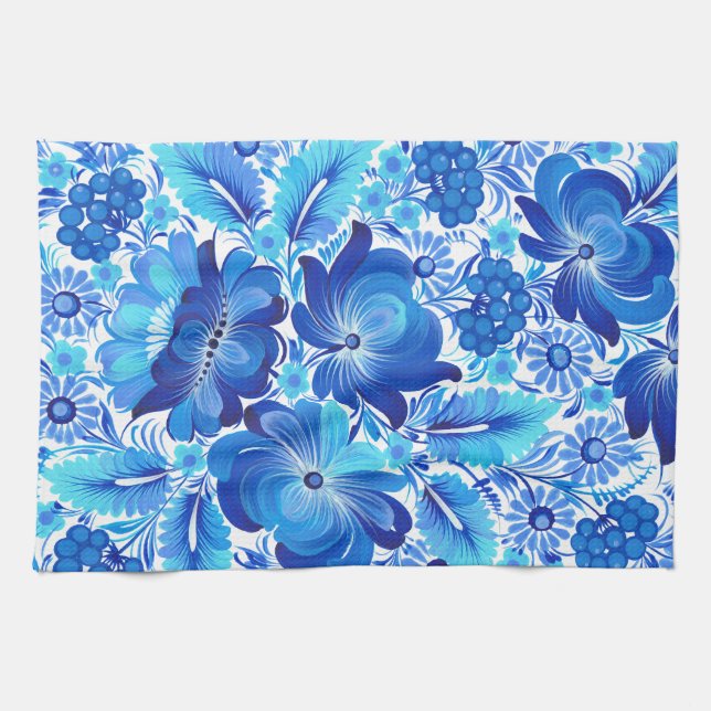 Paño De Cocina Petrikivka Ukrainian traditional folk art.  (Horizontal)