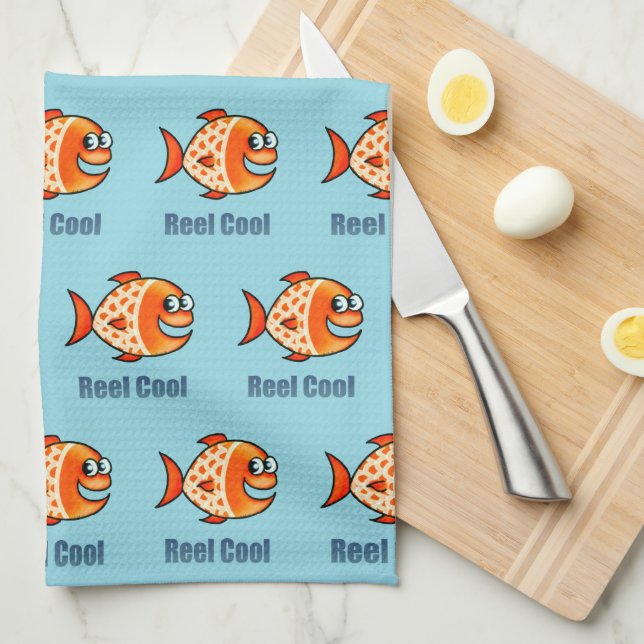 Paño De Cocina Pez de Dibujos Animados Divertido Chiste del Océan (Doblado Cuarto)