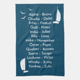 Paño De Cocina Phonetic Alphabet Ocean Blue Sailing