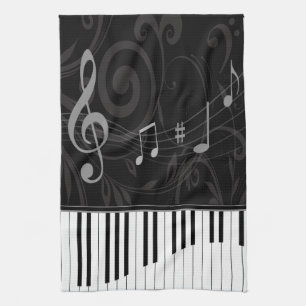 Paño De Cocina Piano caprichoso y notas musicales