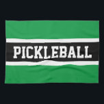 Paño De Cocina PICKLEBALL Athletic Bright Green Stripes Black<br><div class="desc">Este divertido diseño deportivo presenta texto atlético de PICKLEBALL dentro de una amplia franja central negra realzada con rayas blancas contra rayas exteriores de color verde brillante. Los colores y el texto de este diseño se pueden personalizar.</div>