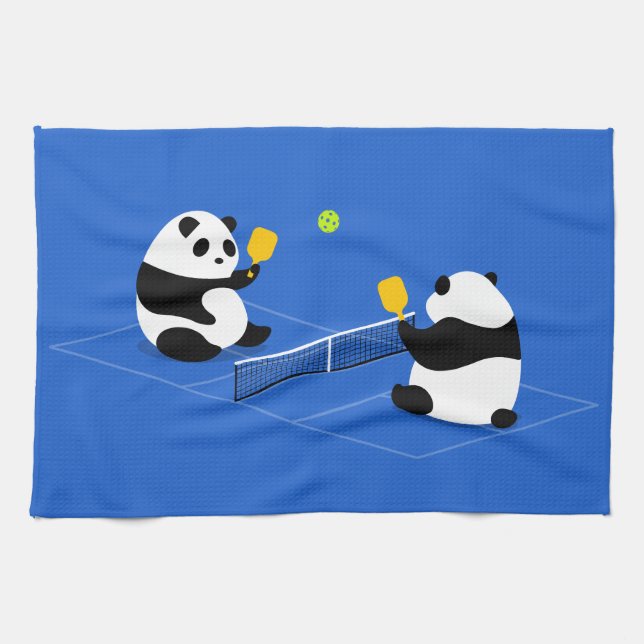 Paño De Cocina Pickleball se divierte la toalla: "Pandas de (Horizontal)