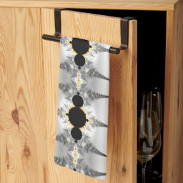 Paño De Cocina Picos de Fractal de Plata Metálica