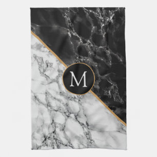 Paño De Cocina Piedra de mármol blanco y negro de moda: agrega tu