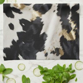 Paño De Cocina Piel de vaca de oro blanco negro