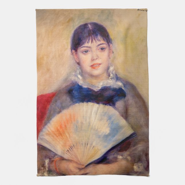 Paño De Cocina Pierre-Auguste Renoir - Chica con ventilador (Vertical)