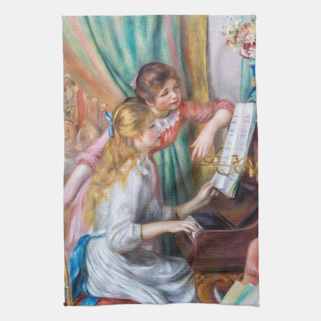 Paño De Cocina Pierre Auguste Renoir - Jóvenes Chicas en el piano (Vertical)