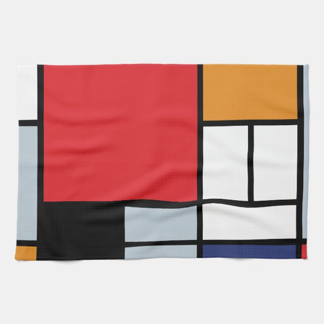 Paño De Cocina Piet Mondrian - Composición con gran plano rojo (Horizontal)