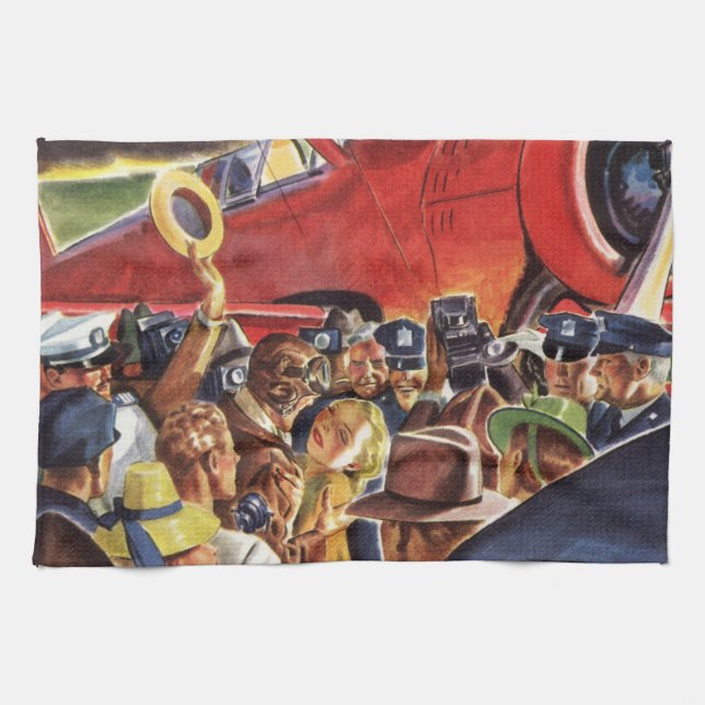 Paño De Cocina Piloto de avión de propulsión única con Paparazzi (Horizontal)