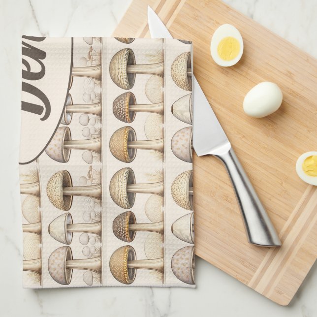 Paño De Cocina Pilze Muster braun, beige und grau (Doblado Cuarto)
