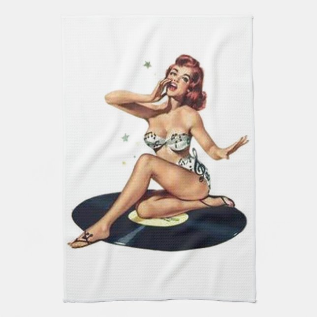 Paño De Cocina Pin encima del chica que se sienta en expediente (Vertical)