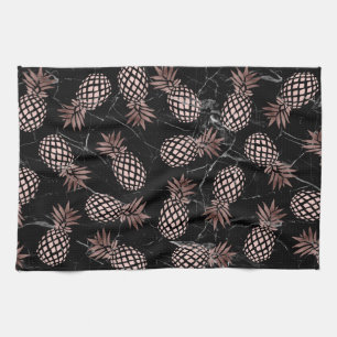 Paño De Cocina piña color de rosa de mármol negra moderna
