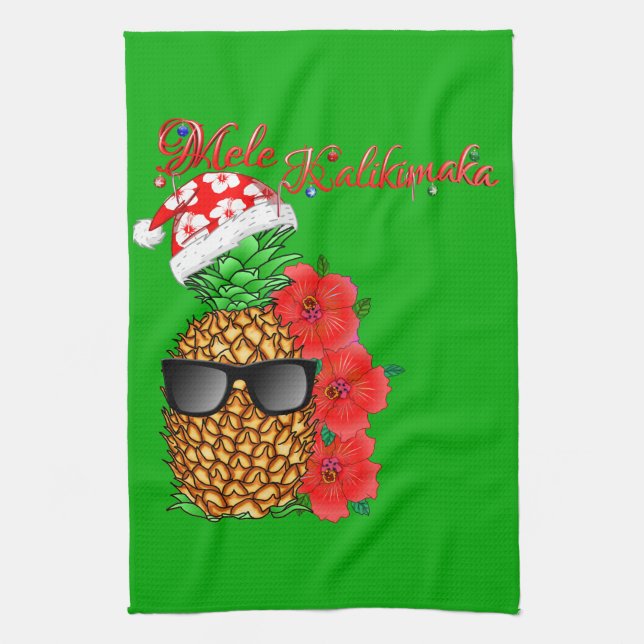 Paño De Cocina Piña Navidad Mele Kalikimaka (Vertical)