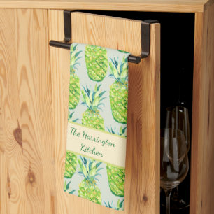 Paño De Cocina Piña Pintada a Mano Acuarela Personalizada