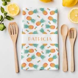 Paño De Cocina Piñas con Patrón de Frutas de Monograma