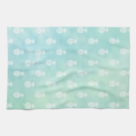 Paño De Cocina Piñas tropicales de color azul de menta acuática