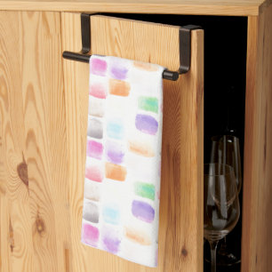 Paño De Cocina Pincel Arcoíris Acuarela Trazo Pintado a Mano   
