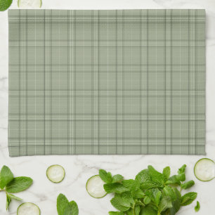 Paño De Cocina Pine Deer Plaid - tartán de cabincore verde sabio.