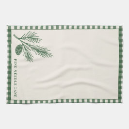 Paño De Cocina Pine Needle Lane Gingham Trim With Pinecone Accent