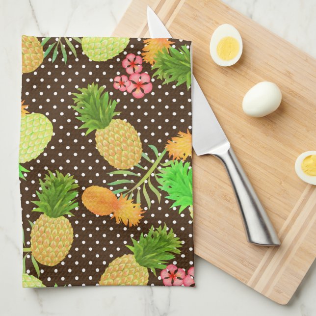 Paño De Cocina Pineapple Dots Black (Doblado Cuarto)