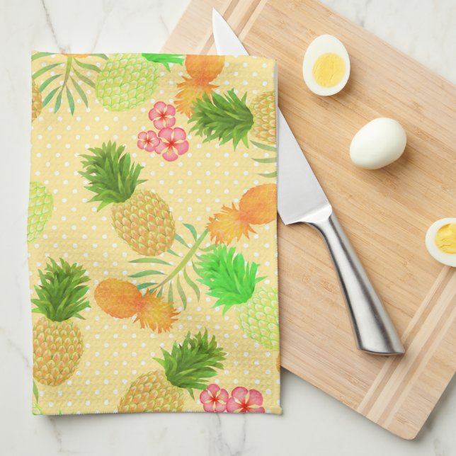 Paño De Cocina Pineapple Dots Yellow (Doblado Cuarto)