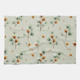 Paño De Cocina Pinecones de invierno y ramas de nieve