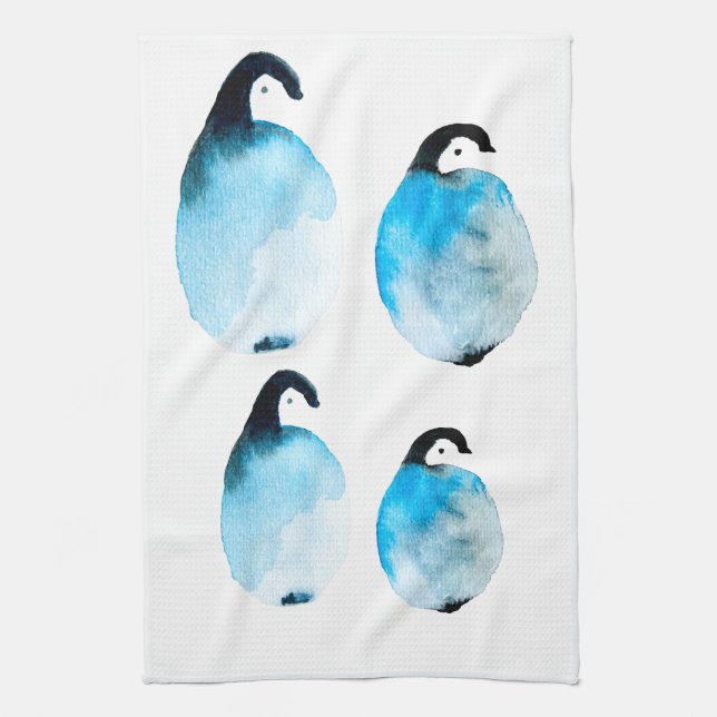 Paño De Cocina Pingüino acuarela linda (Vertical)