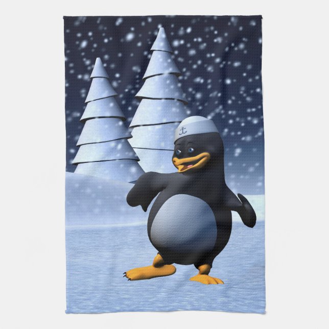 Paño De Cocina Pingüino bailando (Vertical)