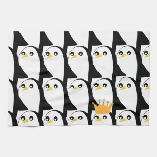 Paño De Cocina Pingüino de historietas: Vintage blanco negro